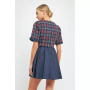 Women's Mixed Media Tweed Poplin Mini Dress