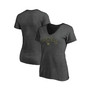Women's Branded Heathered Charcoal Milwaukee Brewers Team Logo Lockup V-Neck T-shirt