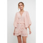 Women's Ruffle Detail with Puff Sleeve Mini Dress