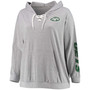 Women's Plus Size Heathered Gray New York Jets Lace-Up Pullover Hoodie