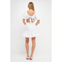 Women's Mixed Media Puff Sleeve Back Bow Dress
