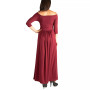 Women's Off Shoulder Pleated Waist Maxi Dress
