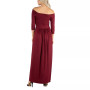 Women's Off Shoulder Pleated Waist Maxi Dress