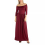 Women's Off Shoulder Pleated Waist Maxi Dress