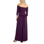 Women's Off Shoulder Pleated Waist Maxi Dress