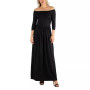 Women's Off Shoulder Pleated Waist Maxi Dress