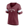 Women's Branded Heathered Maroon Texas A M Aggies Arched City Sleeve-Striped Tri-Blend V-Neck T-shirt