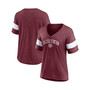 Women's Branded Heathered Maroon Texas A M Aggies Arched City Sleeve-Striped Tri-Blend V-Neck T-shirt