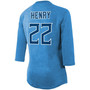 Women's Derrick Henry Light Blue Tennessee Titans Team Player Name Number Tri-Blend Raglan 3/4 Sleeve T-shirt
