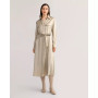 Sand-washed Pocket Long Silk Trench Dress for Women