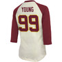 Women's Chase Young Cream, Burgundy Washington Football Team Player Raglan Name Number 3/4 Sleeve T-shirt