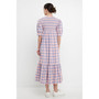 Women's Gingham Textured Smocked Yoke Midi Dress