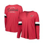 Women's Cardinal Arizona Cardinals Plus Size Athletic Varsity Lace-Up V-Neck Long Sleeve T-shirt