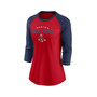 Women's Red and Navy Boston Red Sox Modern Baseball Arch Tri-Blend Raglan Three-Quarter Sleeve T-shirt