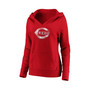 Women's Branded Red Cincinnati Reds Core Team Crossover V-Neck Pullover Hoodie