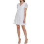 Women's Lace Puff-Sleeve Flutter-Hem Shift Dress