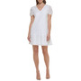 Women's Lace Puff-Sleeve Flutter-Hem Shift Dress