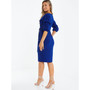 Women's Ruched Sleeve Midi Dress With Tie Waist Belt