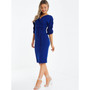 Women's Ruched Sleeve Midi Dress With Tie Waist Belt