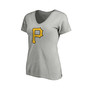 Women's Branded Heathered Gray Pittsburgh Pirates Core Official Logo V-Neck T-shirt