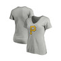 Women's Branded Heathered Gray Pittsburgh Pirates Core Official Logo V-Neck T-shirt