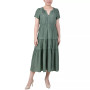 Petite Short Sleeve Tiered Midi Dress