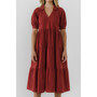 Women's Stripe Texture Midi Dress