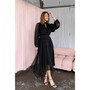 Womens Portia Pleated Long Sleeve Midi Dress