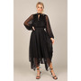 Womens Portia Pleated Long Sleeve Midi Dress