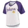 Women's White, Purple Los Angeles Lakers Around the Horn Rhinestone Raglan Tri-Blend V-Neck T-shirt