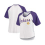 Women's White, Purple Los Angeles Lakers Around the Horn Rhinestone Raglan Tri-Blend V-Neck T-shirt