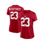 Women's Christian McCaffrey Scarlet San Francisco 49ers Player Name and Number T-shirt