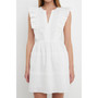 Women's Lace Trimmed V Placketed Ruffled Mini Dress