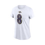Women's Lamar Jackson White Baltimore Ravens Player Name Number T-shirt