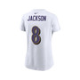 Women's Lamar Jackson White Baltimore Ravens Player Name Number T-shirt