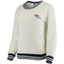 Women's Cream, Navy Denver Broncos Granite Knit Pullover Sweatshirt