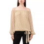 Women's Metallic Off-The-Shoulder Blouson-Sleeve Top