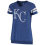 Women's Royal, White Kansas City Royals Tri-Blend Wordmark Notch Neck T-shirt