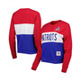 Women's Royal, Red New England Patriots Color Block Pullover Sweatshirt