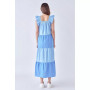Women's Ruffle Detail Colorblock Midi Dress