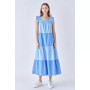 Women's Ruffle Detail Colorblock Midi Dress