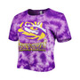 Women's Purple LSU Tigers Cloud-Dye Cropped T-shirt