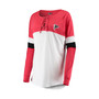Women's Red and White Atlanta Falcons Athletic Varsity Lace-Up Long Sleeve T-shirt