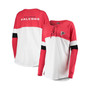 Women's Red and White Atlanta Falcons Athletic Varsity Lace-Up Long Sleeve T-shirt