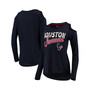 Women's Navy Houston Texans Crackerjack Cold Shoulder Long Sleeve T-shirt