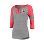 Women's 5th & Ocean by Gray Atlanta Falcons Lace-Up Tri-Blend Raglan 3/4-Sleeve T-shirt