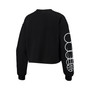 Women's Black Brooklyn Nets Cut Off Moderate Crop Fleece Crew Sweatshirt
