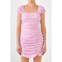 Women's Ruched Mini Dress with Cap Sleeves