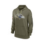 Women's Olive Baltimore Ravens 2022 Salute to Service Performance Pullover Hoodie