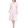 Women's Short-Sleeve Striped Cotton Midi Dress